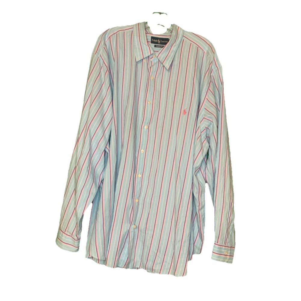 Ralph Lauren Men's 3XB Plaid Shirt Pink Pony Easter Long Sleeve Button Front